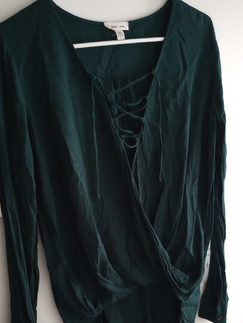 silence + noise Deep Green Lace-Up Wrap Top And Green Cami